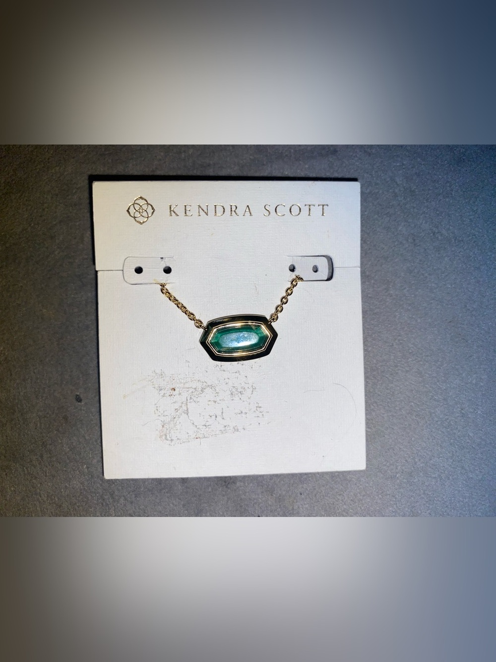 Kendra Scott Gold w/Green Tigers Eye Elisa Bezel Necklace $75